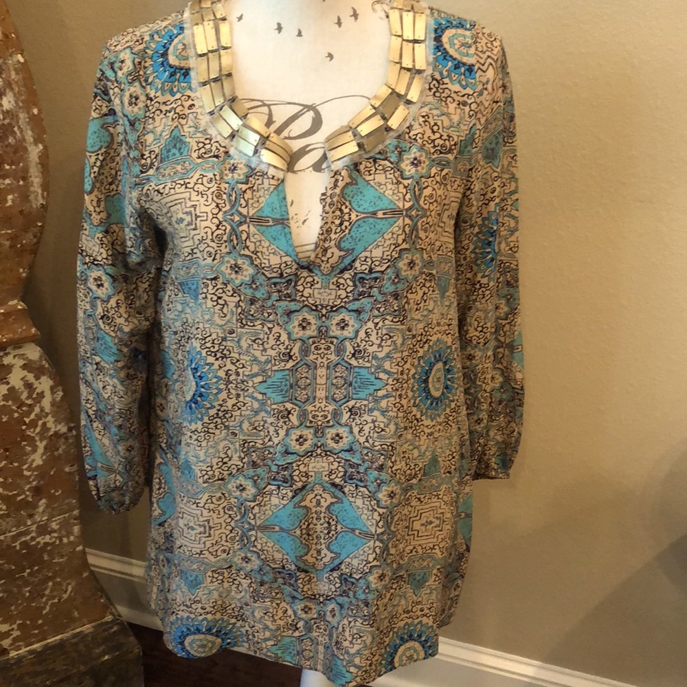 Beautiful Leather Trimmed Silk Tunic